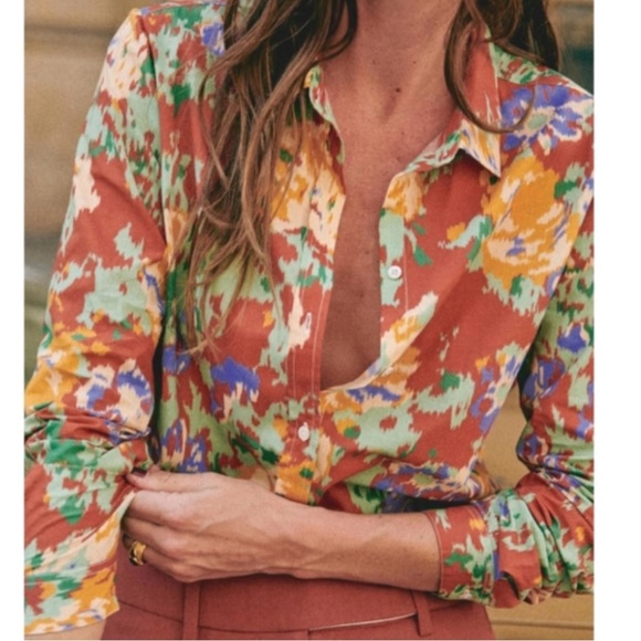 Sezane Tops - Sezane Pierro Shirt in antique flowers print
